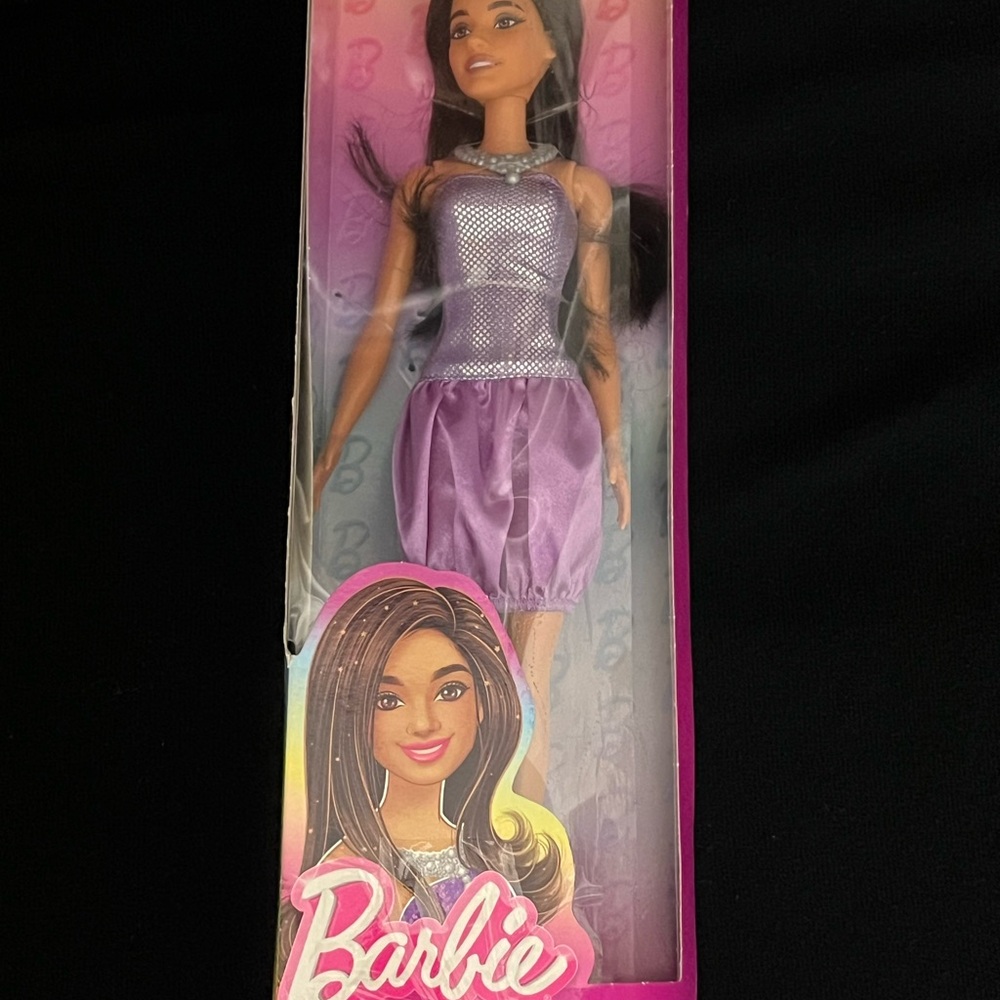 Barbie Fashionistas Doll #234 with Brown Hair, Wearing Sequined Purple...